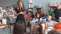 Annie Andrews discusses affordability, immigration and abortion during Marion stop