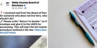 NC county tells residents to mark misdelivered election mail 'return to sender'