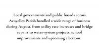 Parishwide roundup: Rates, repairs, projects and elections