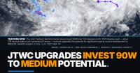 Invest 90W gains strength; JTWC raises potential