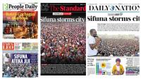 Kenyan newspapers review: Sifuna's Linda Mwananchi team storm Nairobi in show of political might
