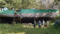 A homemade 80-ton steel schooner trapped in a Maine backyard may finally see water — if voters agree