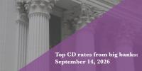 Top CD rates from major banks on September 14, 2026: Chase CDs, Bank of America CDs, Citibank CDs, and more