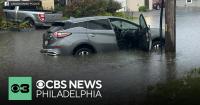 Cars stranded, roads blocked in Lansdowne, Pennsylvania as flooding hits Northeast