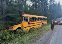 Two students injured in school bus crash