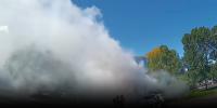 Vehicle drives over active fire hose during Rapid City car fire, prompting safety warning
