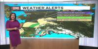 Strong storm moving through Bering Sea drives high surf, high winds and rain into Alaska