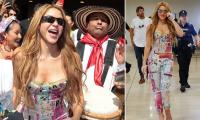 Shakira turns heads in a kooky Dior bustier as she arrives in Madrid - four months after winning a €55million tax refund from Spanish government