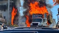 Moving truck explodes in Maine as fire spreads to nearby home
