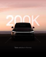 Tesla Hits 200,000 Registered Cars in Norway at About 20% of EVs