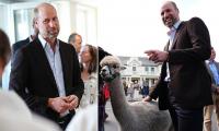 It's business as usual for Wills! Prince of Wales tries his hand at printing and strokes alpacas during Dartmoor visit - as brother Harry celebrates his first birthday since UK return