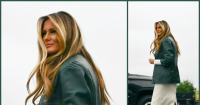 Fashion Notes: Melania Trump Returns to North Carolina in Nour Hammour Green Leather Jacket