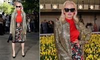 Pamela Anderson looks every inch the retro bombshell as she leads the star turnout at the Carolina Herrera New York Fashion Week show