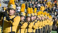 Iowa marching band's touching tribute to member who died of heart attack during football game