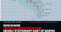90W becomes Tropical Depression 24W, nearly stationary east of Saipan