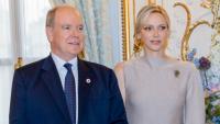 Princess Charlene turns heads in striking asymmetrical dress for palace appearance with Prince Albert