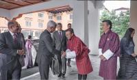 EAM Jaishankar receives warm welcome from Bhutan’s Finance Minister in Thimphu