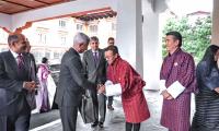 EAM Jaishankar receives warm welcome from Bhutan's Finance Minister in Thimphu