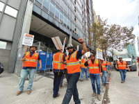 Carpenters union protests continue at Wilshire project