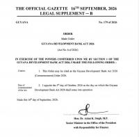 Commencement order gazette for development bank