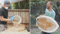 California surfer builds working surfboard from 10,000 cigarette butts for documentary
