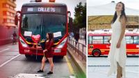 Colombian nurse marries BUS in bizarre ceremony as she reveals fears their relationship may end by 2028