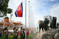 North Korea anthem plays for South Korea at Asian Games
