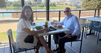 A Southern restaurant overlooking the Red River has opened in Bossier City beside the carousel