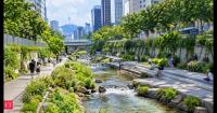 Seoul used 1 daylighted buried stream to solve urban heat issues across 10km of concrete highway; the result transformed an asphalt corridor into a cool public park