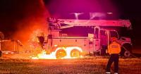 Wind and power lines caused wildfire, agency says