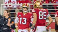 49ers QB Brock Purdy rocks bright Iowa outfit after losing bet to George Kittle