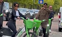 Kim Kardashian and boyfriend Lewis Hamilton explore London on Lime bikes before having a British afternoon tea during romantic day in the city