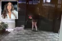Terrifying moment homeless man chases California college student into her off-campus home
