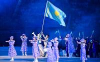 Kazakh athletes march at Aichi–Nagoya 2026 Asian Games opening