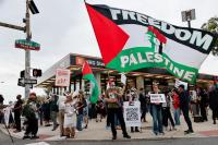Demonstrators descend on the Linc ahead of Ed Sheeran concert, decrying Macklemore’s removal from the tour for his pro-Palestinian comments