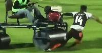 Horrifying moment Andros Townsend is run over by pitch roller before Thai football match