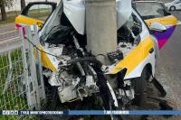 In Minsk, a taxi crashed into a pole