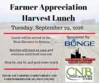 FARMER APPRECIATION HARVEST LUNCH SET FOR SEPTEMBER 29TH IN BROWNS