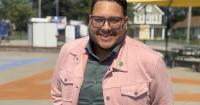 The man behind the mic at the Puerto Rican festival 
