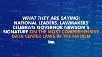 National leaders and lawmakers celebrate Governor Newsom’s signature on the most comprehensive data center laws in the nation