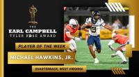 West Virginia’s Michael Hawkins Jr. named Earl Campbell Tyler Rose Player of the Week