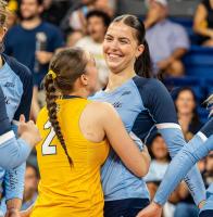 Slovenian twins Emi and Tani Juric playing in tandem for volleyball