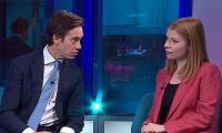 Awkward moment Rory Stewart spins in his seat to stare intently at female journalist on Newsnight