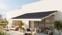 German Business Awnings That Shade Guests and Produce Electricity