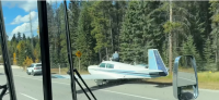 Plane makes surprise highway landing in Banff