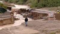 Storm runoff creates sinkhole, damages road in La Union, New Mexico