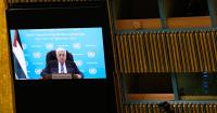 Palestinian president denied US visa, addresses UN from Ramallah