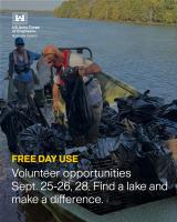 U.S. Army Corps of Engineers Nashville District waives day-use fees, invites volunteers for National Public Lands Day on Sept. 26
