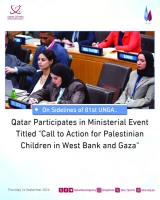 Qatar participates in ministerial event on 'Call to Action for Palestinian Children in West Bank and Gaza'