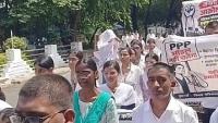 Medical Students Protest Against A Proposal To Operate The Medical College And Hospital Under The PPP Model In Neemuch